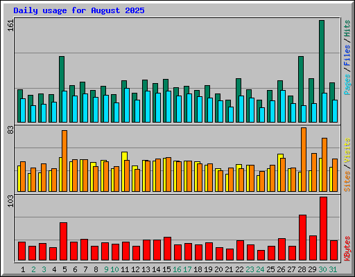 Daily usage for August 2025