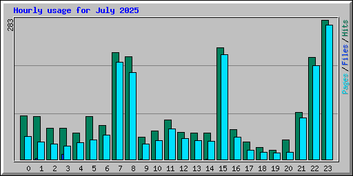Hourly usage for July 2025